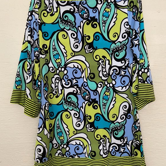 Colorful TUNIC TOP Soft Stretchy Knit Fabric Straight Neckline - Picture 7 of 7